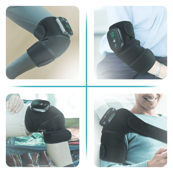 4 therapy functions — Heat, Vibration, Compression, NMES