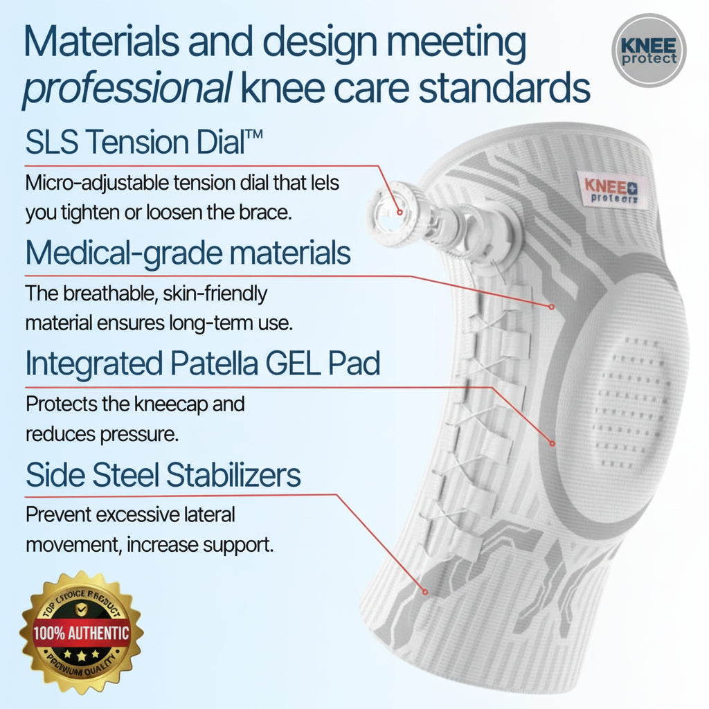 Knee brace with features highlighted on a white background