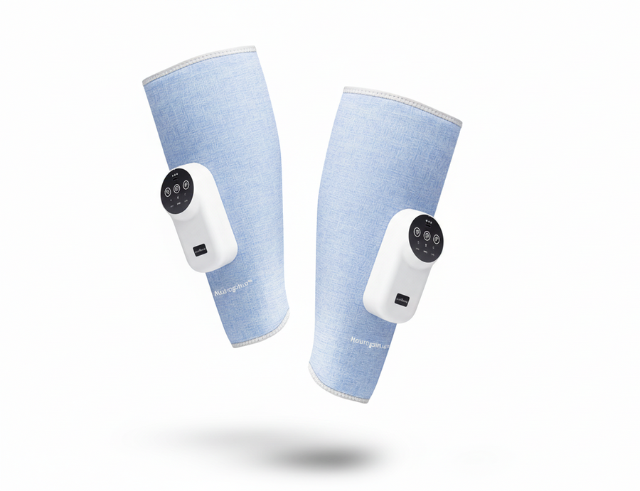 MaxCompress heated calf compression sleeves in use